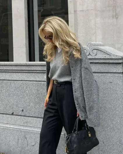 30+ Old Money Winter Outfits You Can't Get Around this Year Grey Old Money Winter Outfit