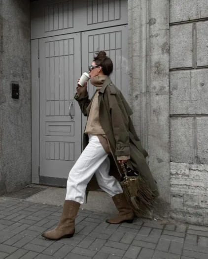 What to Wear with Cream Pants Female 2026: 20+ Outfits You'll Love Khaki Trench Coat + Beige Knit Sweater